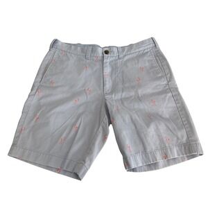 J. Crew Gramercy Shorts Mens 33W Blue‎ Flamingo Print Casual Cotton Summer